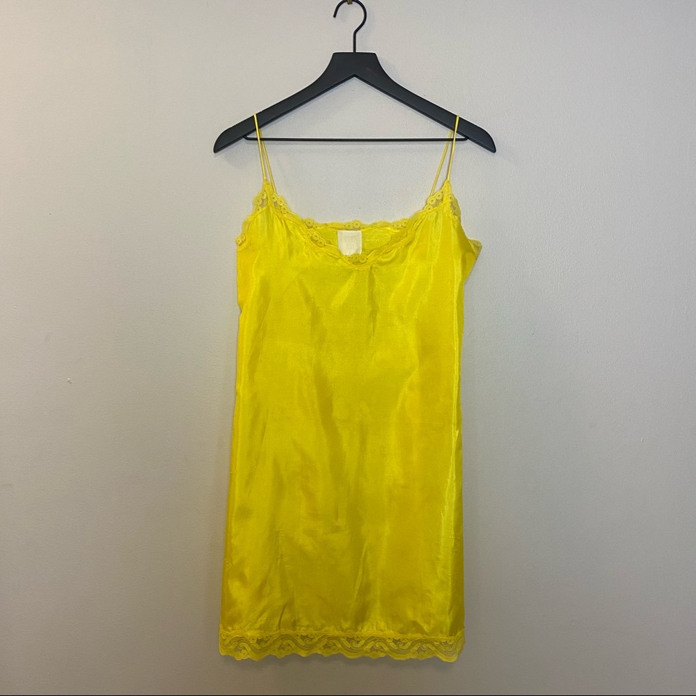 Anna Sui Lace Slip Dress in Neon Yellow